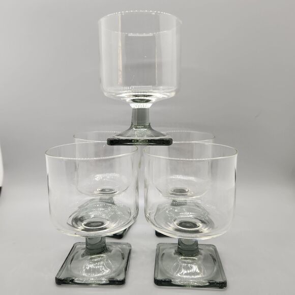 Nordic Wine Cocktail Glasses Gray Smoke Midnight Federal Square Foot MCM Set 5 - Picture 1 of 8
